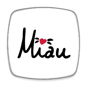 Miau sweet lettering with heart, cat, gift - Square fridge magnet - white - Front