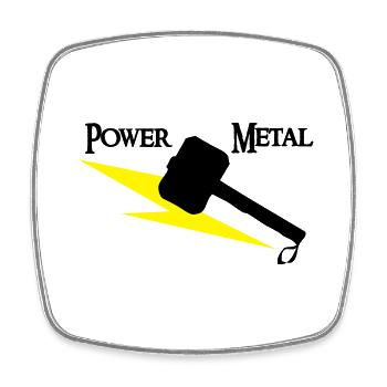 Power Metal with hammer and lightning - Square fridge magnet - white - Front