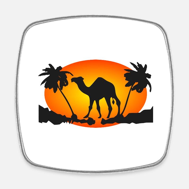 Camel Sun Palm Gift Desert Summer - Square fridge magnet - white