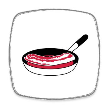 pan fry bacon ham meat delicious hung - Square fridge magnet - white - Front