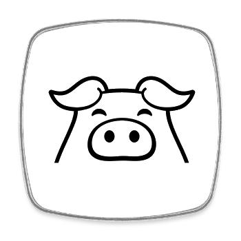 Petit porcelet piggy doux - Magnet carré - blanc - Devant