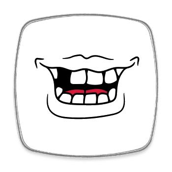 mouth grin laugh funny tooth gluecke comic cartoo - Square fridge magnet - white - Front