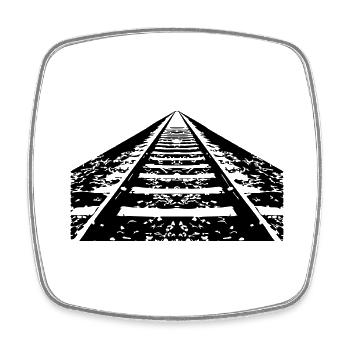 Train rails into the horizon - Square fridge magnet - white - Front