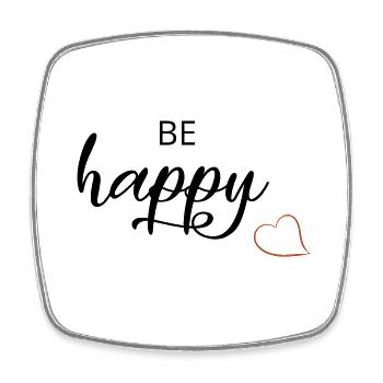 be happy - Viereckiger Kühlschrankmagnet - Weiß - Vorne