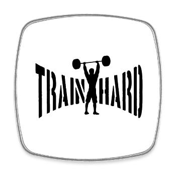 workout gym cool design weight lifting bodybuilder - Square fridge magnet - white - Front