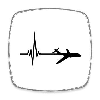 logo puls frequenz herzschlag linienflugzeug flugz - Viereckiger Kühlschrankmagnet - Weiß - Vorne