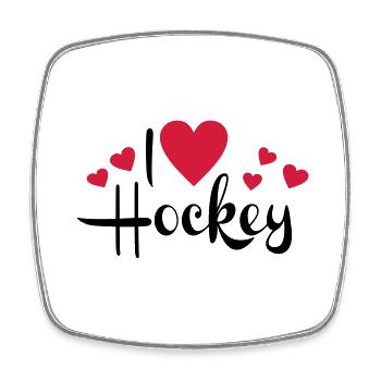 I love hockey - Square fridge magnet - white - Front