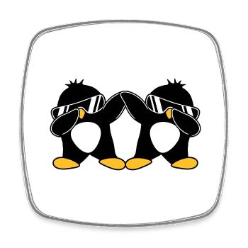 2 Pingouins Dab - Magnet carré - blanc - Devant