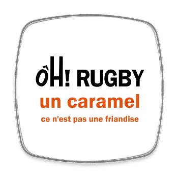 rugby caramel - Magnet carré - blanc - Devant
