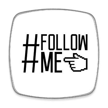 Hand pointer follow - Square fridge magnet - white - Front