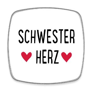 SCHWESTERHERZ - Viereckiger Kühlschrankmagnet - Weiß - Vorne