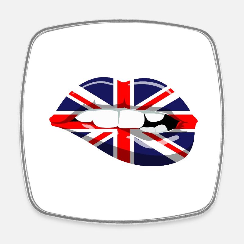 Drapeau Union Jack lèvres drapeau Grande-Bretagne GB - Magnet carré - blanc