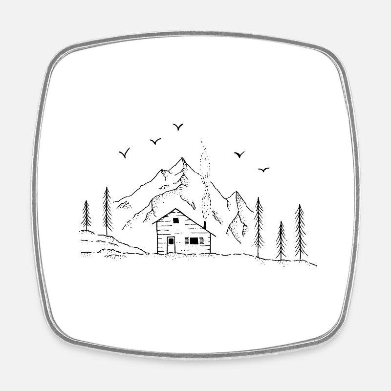 Berghütte - Viereckiger Kühlschrankmagnet - Weiß