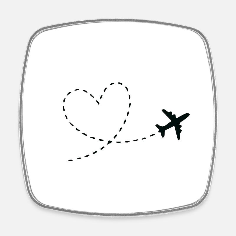 Airplane pilot heart heartbeat - Square fridge magnet - white