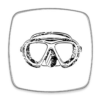 Vintage Vector Tauchermaske - Viereckiger Kühlschrankmagnet - Weiß - Vorne