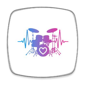 Heartbeat Drums Puls Drummer - Square fridge magnet - white - Front