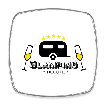 Glamping deluxe - Viereckiger Kühlschrankmagnet - Weiß - Vorne