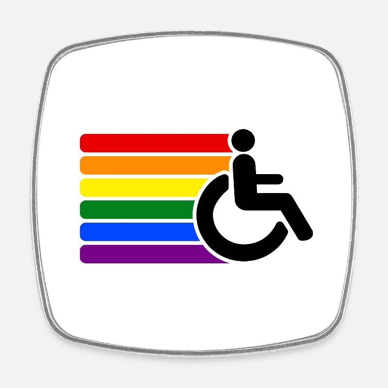 Wheelchair Rainbow Disabled - Square fridge magnet - white