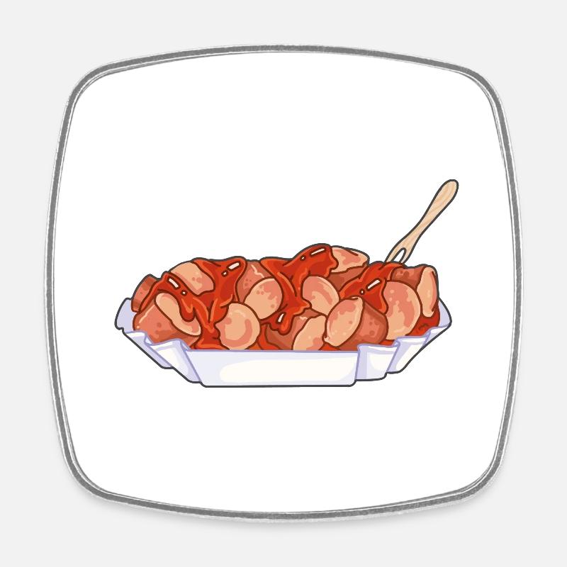 Currywurst - Viereckiger Kühlschrankmagnet - Weiß