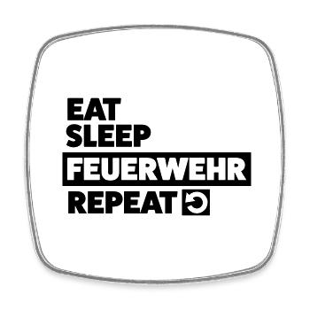 Eat sleep Feuerwehr Repeat Freiwillige Feuerwehr - Viereckiger Kühlschrankmagnet - Weiß - Vorne
