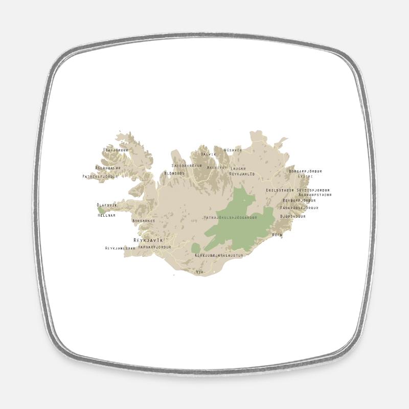 Map of Iceland - Square fridge magnet - white