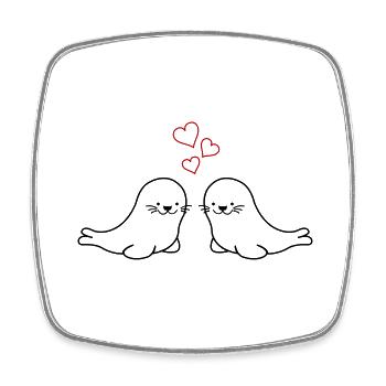 seals in love - Square fridge magnet - white - Front