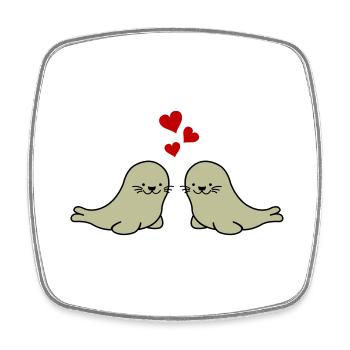 seals in love - Square fridge magnet - white - Front