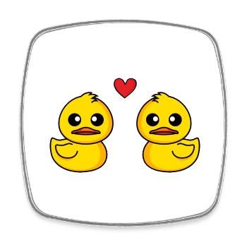 Canard Comic Couple amour - Magnet carré - blanc - Devant