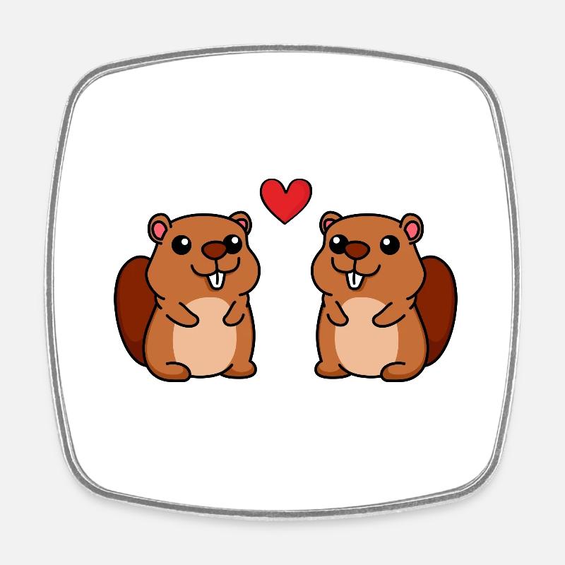 Beaver Comic Couple Amour - Magnet carré - blanc