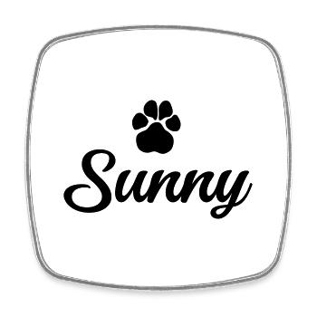 Dog name SUNNY with paw - Square fridge magnet - white - Front