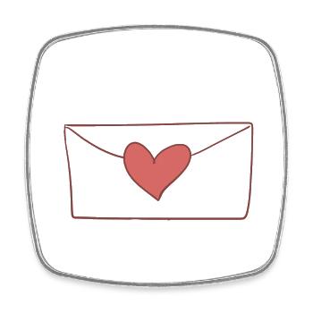 herz brief liebe - Viereckiger Kühlschrankmagnet - Weiß - Vorne