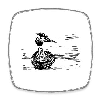 Vintage Haubentaucher schwimmend auf Fluss - Viereckiger Kühlschrankmagnet - Weiß - Vorne