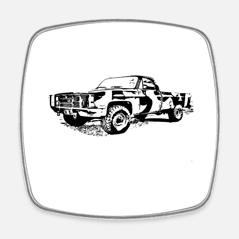 Auto - Viereckiger Kühlschrankmagnet - Weiß