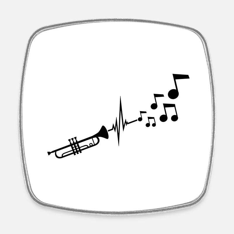 Instrument Trompette Notes - Magnet carré - blanc