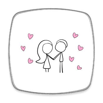 pärchen liebe herzen rosa herz Valentinstag - Viereckiger Kühlschrankmagnet - Weiß - Vorne