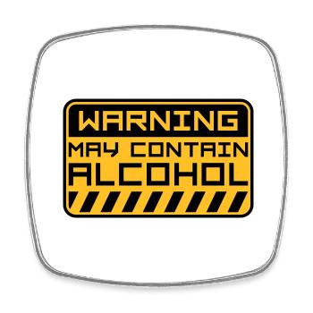 Warning May Contain Alcohol - Viereckiger Kühlschrankmagnet - Weiß - Vorne