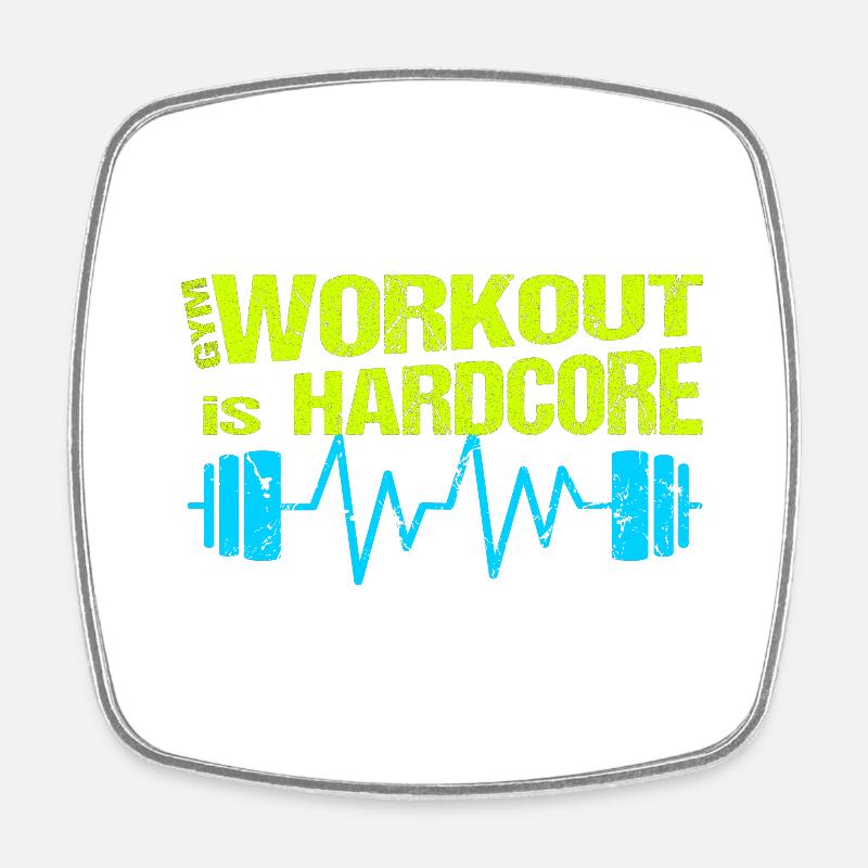 Gym Workout is Hardcore Training with Dumbbell - Square fridge magnet - white