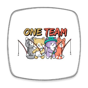 équipe famille chat pêche chien sport anniversaire - Magnet carré - blanc - Devant