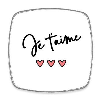 JE T'AIME. I LOVE YOU. AMOUR. LOVE. CŒUR. EVJF - Magnet carré - blanc - Devant