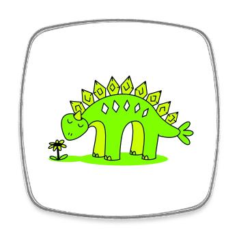 Little Dino smelling a flower - Square fridge magnet - white - Front