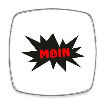 Moin mit Anker Sylt Nordsee Hamburg Bremen - Viereckiger Kühlschrankmagnet - Weiß - Vorne