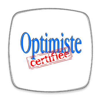 Optimiste certifiée - Magnet carré - blanc - Devant