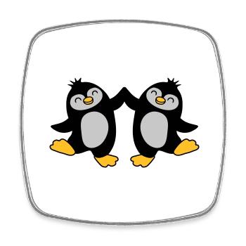 High Five Begrüßung Pinguine - Viereckiger Kühlschrankmagnet - Weiß - Vorne