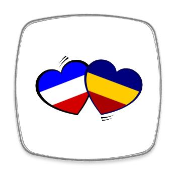 France Roumanie Amour - Magnet carré - blanc - Devant