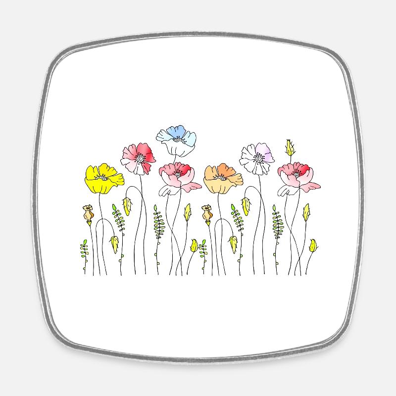 Fleur - Magnet carré - blanc