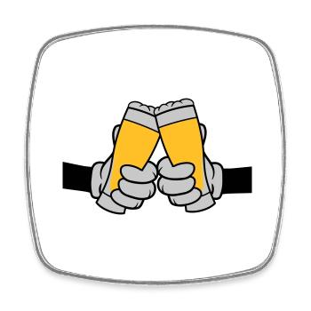 2 Friends Toast Beer Glass - Square fridge magnet - white - Front