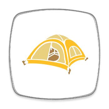 Design Cool Tente Camping - Magnet carré - blanc - Devant