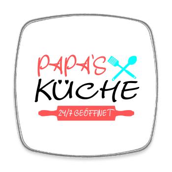 Papas Küche 24h - Viereckiger Kühlschrankmagnet - Weiß - Vorne