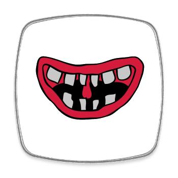 Conception de la bouche de monstre rieur - Magnet carré - blanc - Devant