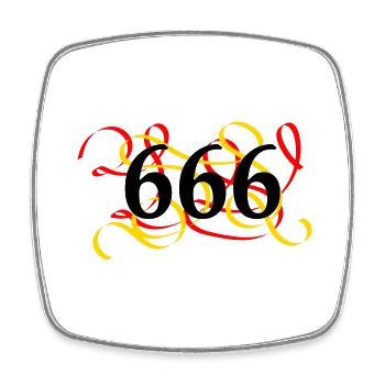 666 burned - Square fridge magnet - white - Front